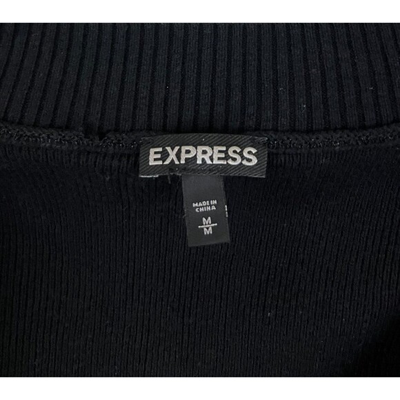 EXPRESS - Black Long Sleeve Deep V-Neck  Cotton Blend Sweater size Medium - Picture 4 of 6